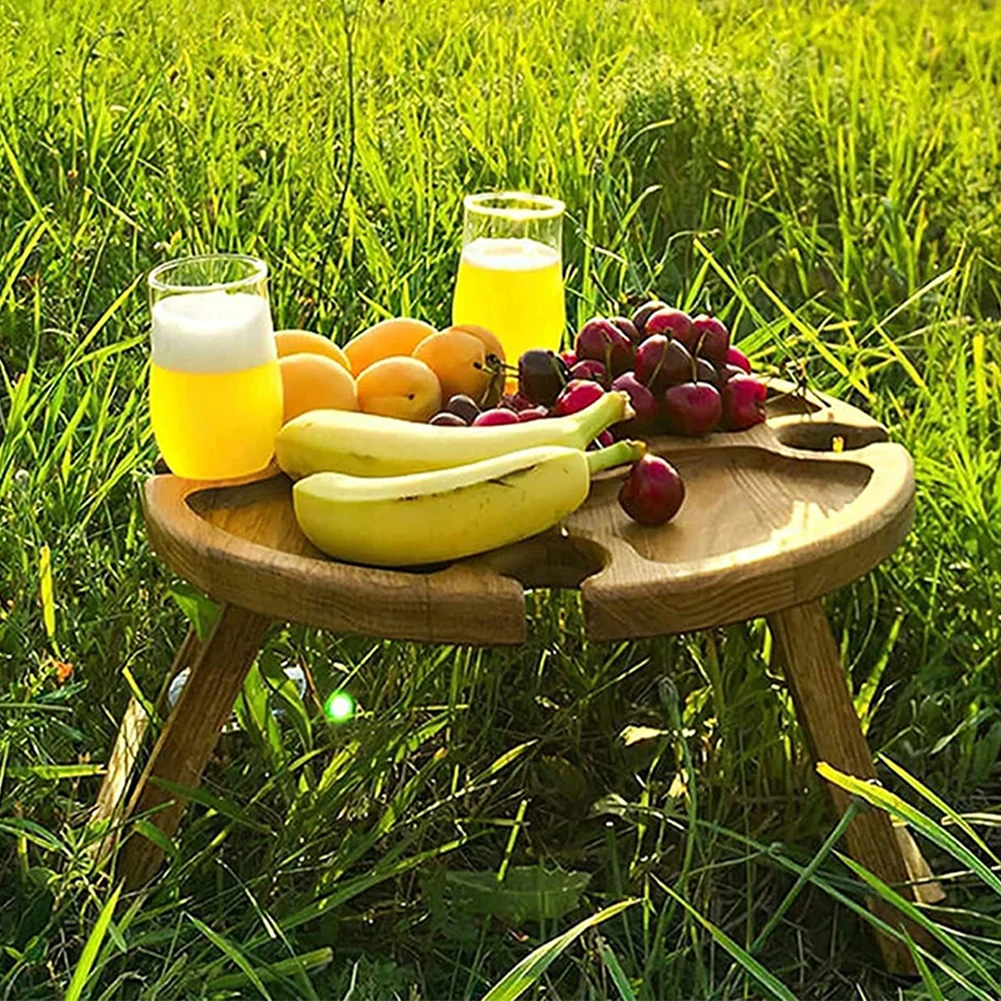 Лидер продаж портативный деревянный Мини-стол со стеклянным держателем посуда с