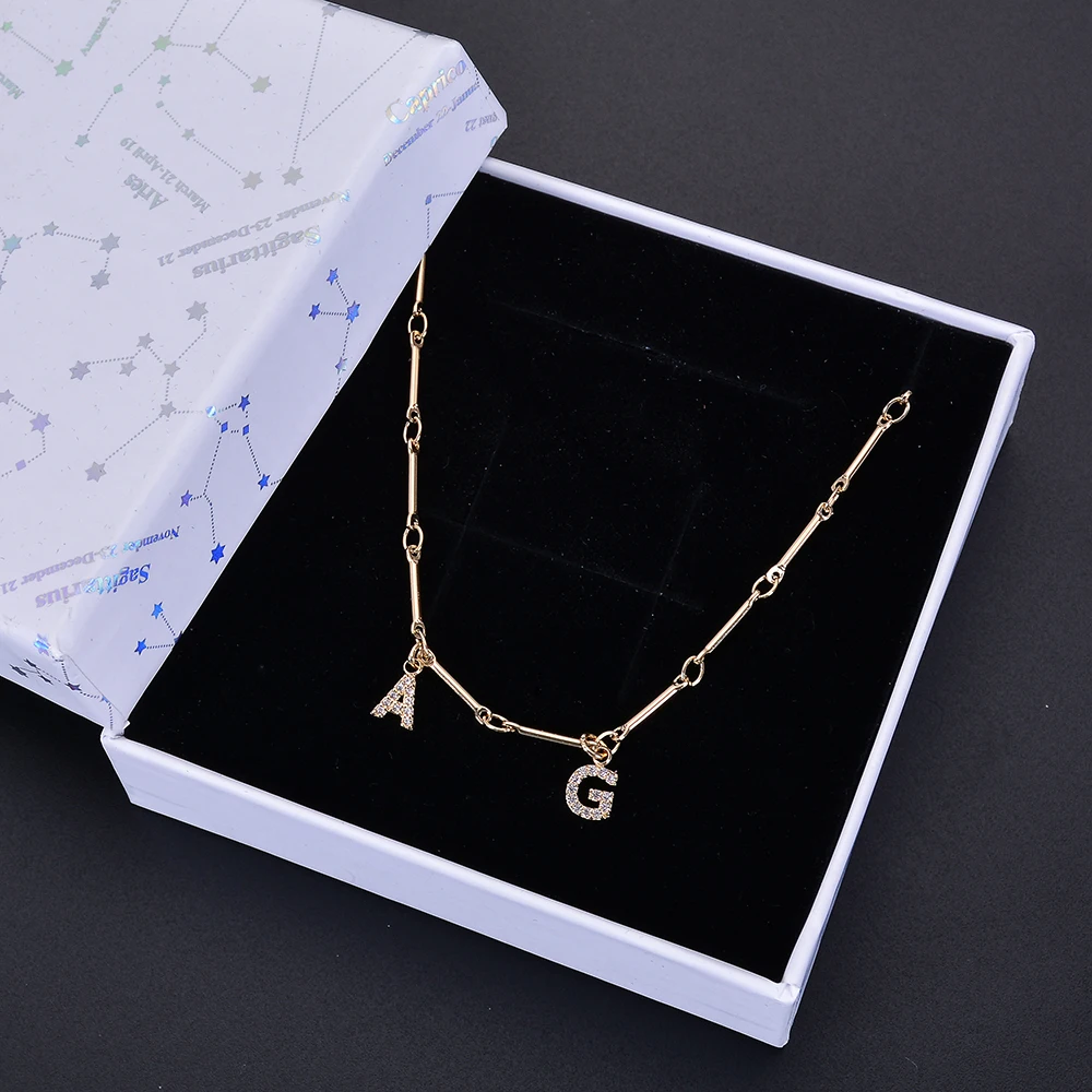 3UMeter Очаровательное ожерелье с именем на заказ колье буквами циркониевое