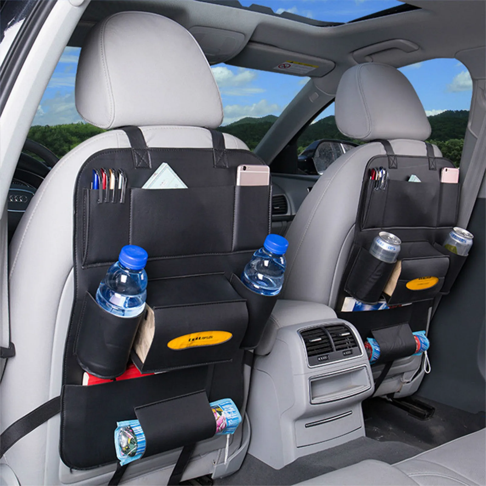 

Car Backseat Organizer Car Storage Organizer Pu Leather Pad Bag Car Cup Phone Holder Car Seat Back Storage Bag Auto Accessories
