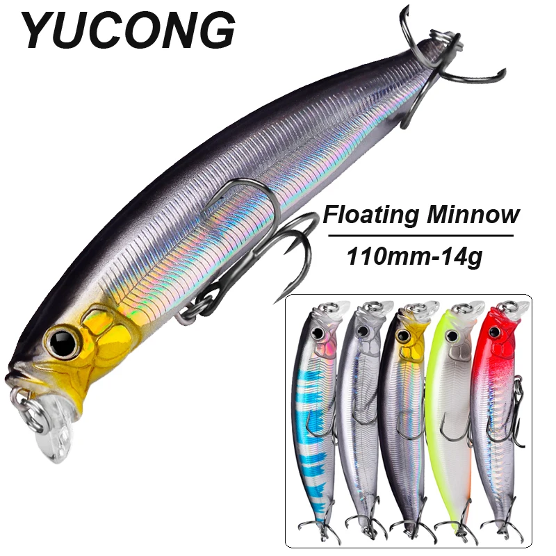 

YUCONG 1PCS Noisy Minnow Bait 110mm-14g Floating Wobbler Bionic Fishing Lure Topwater Hard Crankbait Long Casting SwimbaitPesca