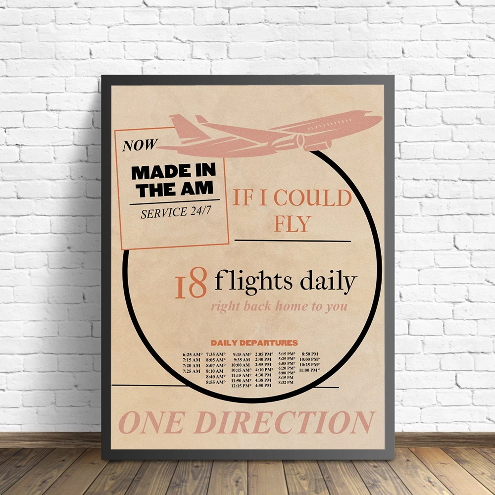 

If I Could Fly One Direction Poster and Print Album Typography Music Home Decor Canvas Painting Wall Art Picture for Living Room