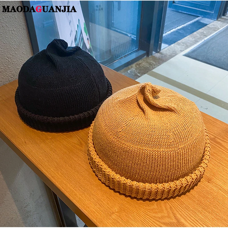 Фото Облегающая шапка в Корейском стиле для мужчин и женщин эластичная вязаная теплая