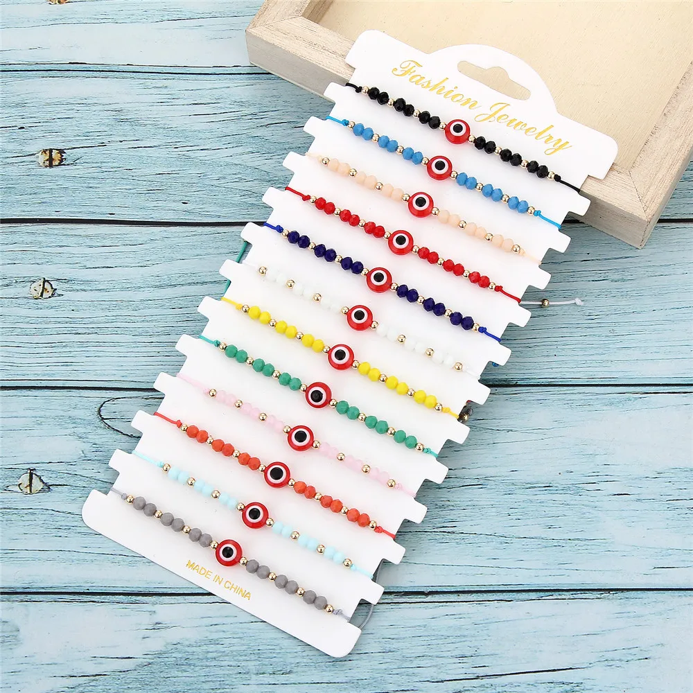 12 шт./компл. белый красный сглаза амулеты браслет набор красочные ручной работы