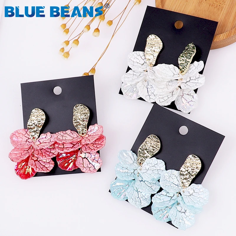 BLUE BEANS Small Flower Earrings Girls Fashion For Women Statement Drop Jewelry Punk Minimalist Earings Cute | Украшения и