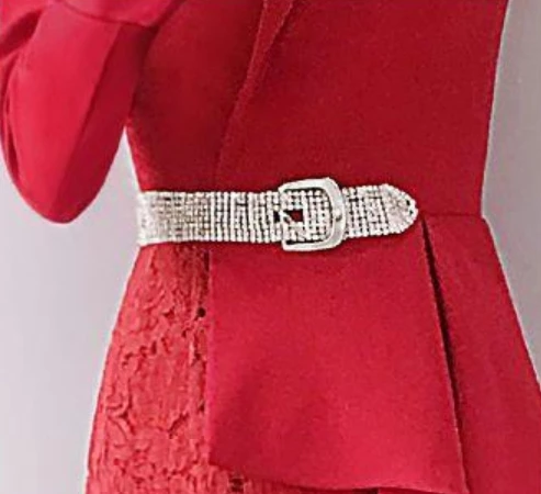 

Horn Sleeve Dress For Women Patchwork Lace Luxury Women Dresses Office Lady Elegant Korean Dress Red Vestidos De Fiesta De Noche