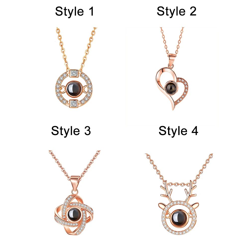 Sweey Прямая поставка персонализированное фото и 100 языков проекционное Ожерелье I