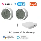 Датчик температуры и влажности TuYa ZigBee для умного дома с ЖК-дисплеем, поддержка TuyaSmartlife, управление через приложение Alexa Home
