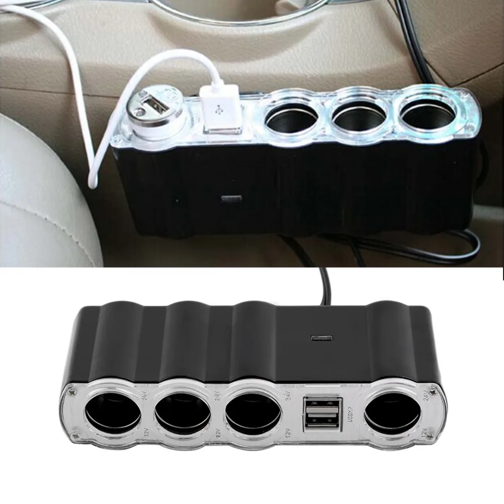 

12 V-24 V 4 Way Мульти Розетка автомобильное зарядное устройство Автомобильная розетка для автомобильного прикуривателя сплиттер и двойной usb по...