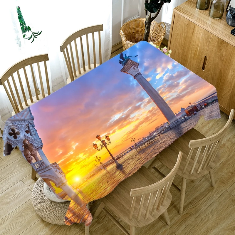 Утолщенная хлопчатобумажная скатерть 3D британского здания моста