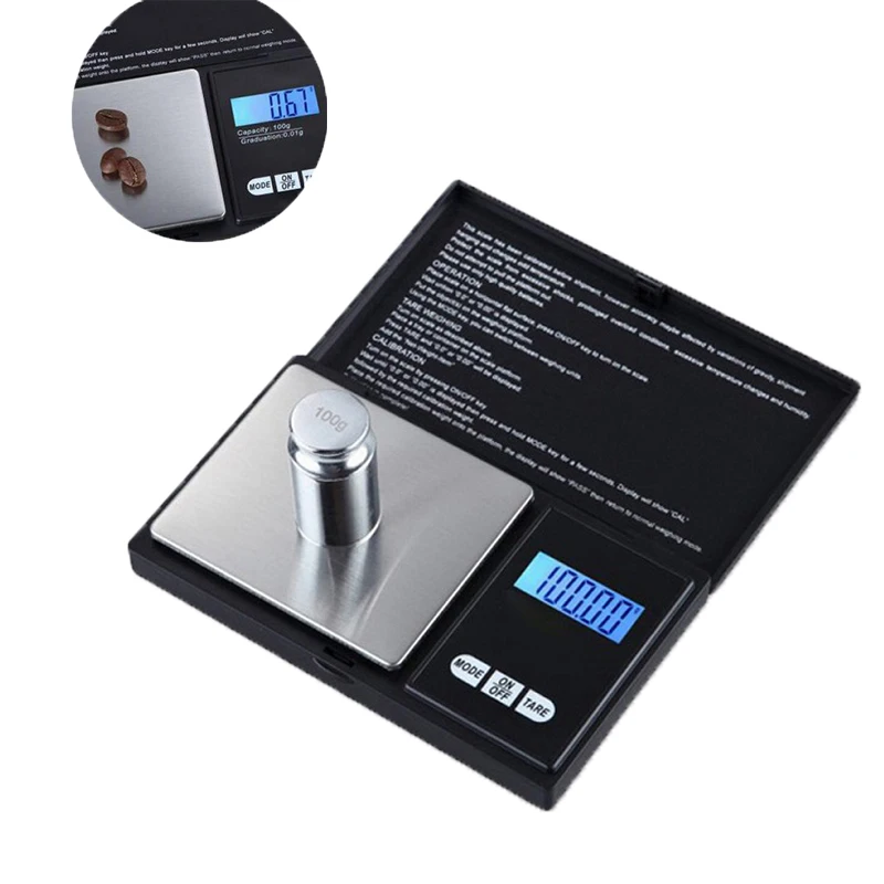 Электронные цифровые весы 100/200/300/500/1000g 0 01/0 1g точный ЖК дисплей Дисплей Карманные