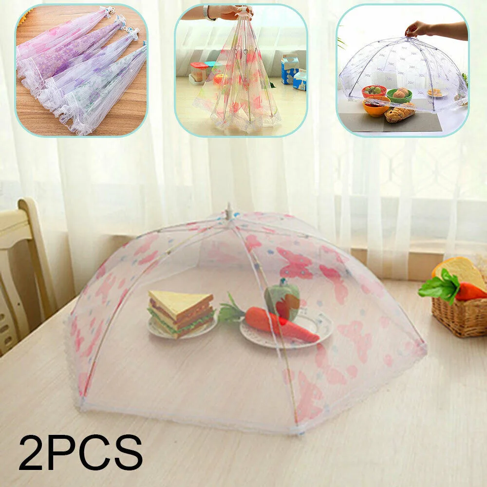 

2cs Portable Food Umbrella Covers Anti Mosquito Meal Nets Fly Insect Mesh Protector For Kitchen Dinner Table Outdoor
