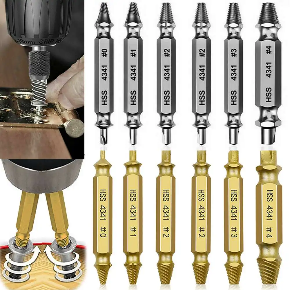 

6pcs Damaged Screw Extractor Drill Bit Set Easily Take Out Broken Screw,Bolt Remover Stripped Screws Extractor Demolition Tools