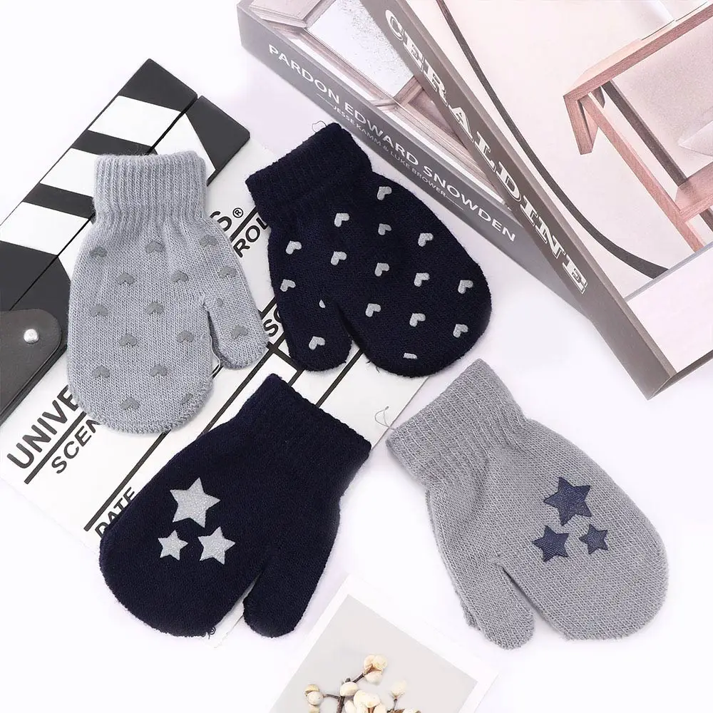 Милые детские варежки зимние вязаные перчатки для мальчиков и девочек мягкие