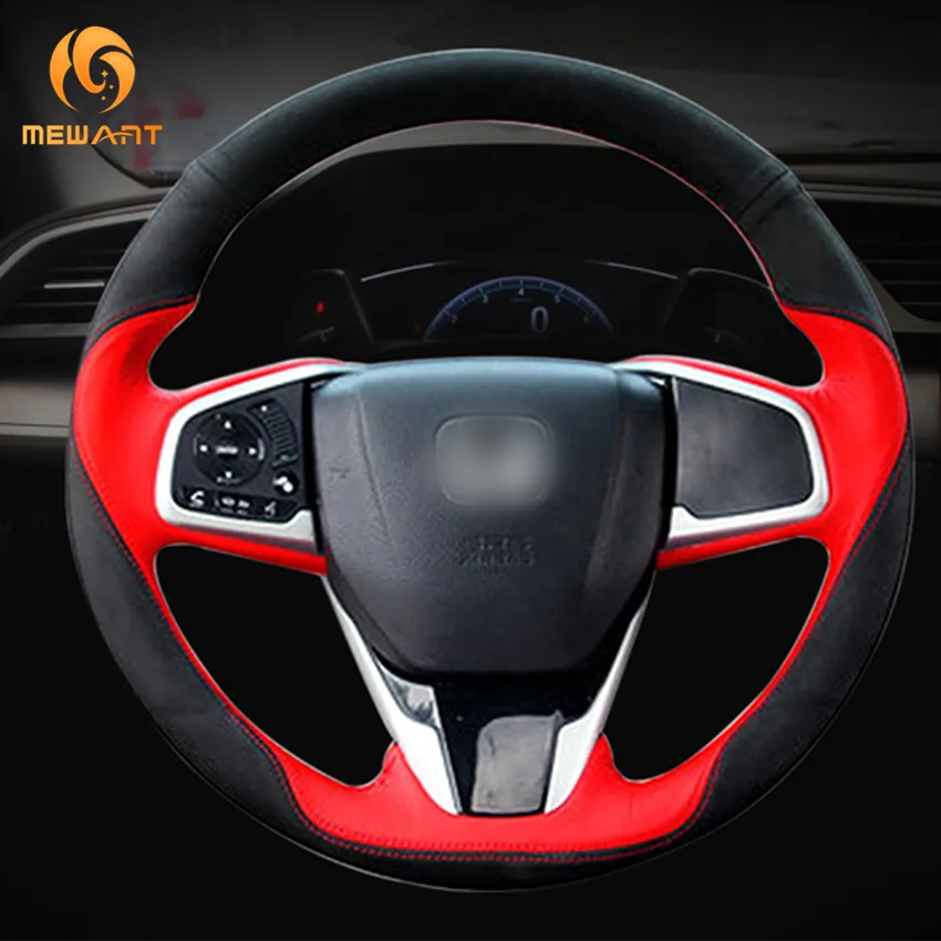 MEWANT черный замшевый красный чехол рулевого колеса автомобиля из натуральной