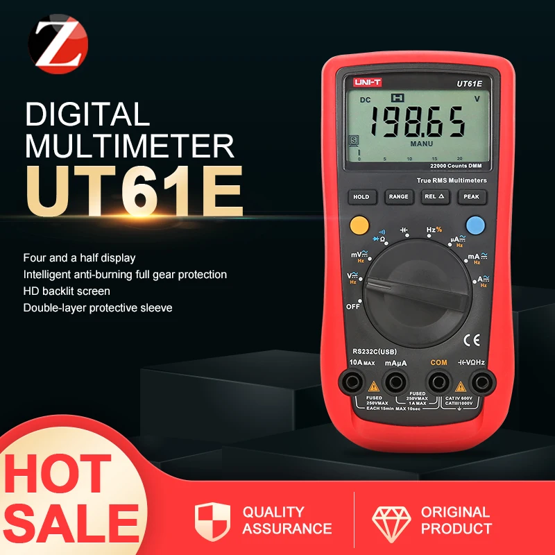 Цифровой мультиметр UT61E измеритель напряжения сопротивления емкости с кабелем