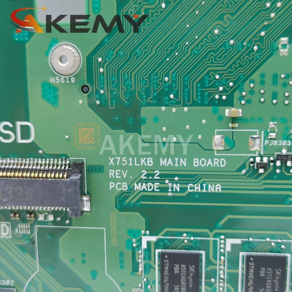 

Akemy X751LX Mainboard For Asus X751LX X751LK X751LKB Laptop motherboard i5-5200U 4GB RAM GTX950M