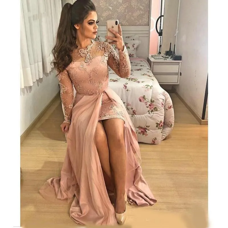 Розовые коктейльные платья размера плюс с рукавами 2020 фатиновая Съемная юбка