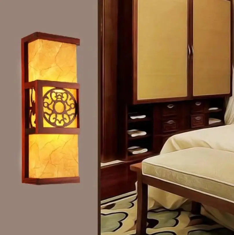 Китайский настенный светильник из твердой древесины антикварная настенная