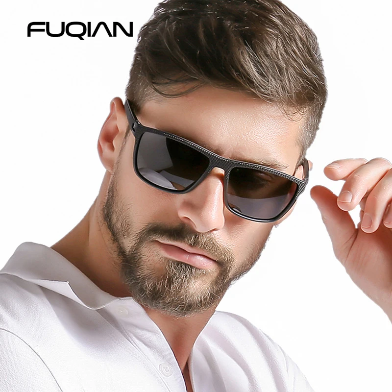 FUQIAN брендовые дизайнерские квадратные поляризованные мужские солнцезащитные