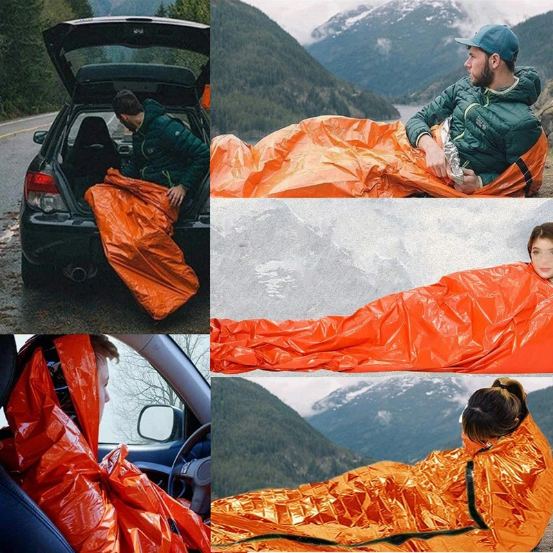 

Emergency Rescue Thermal Blanket Reusable Survival Sleeping Bag Portable Waterproof Bivvy Sack for Outdoor Camping Hiking