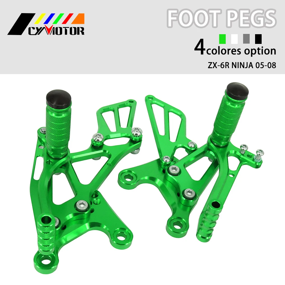 Мотоцикл с ЧПУ Регулируемые подножки подножек для KAWASAKI NINJA ZX6R ZX 6R 2005 2006 2007 2008 05 06 07
