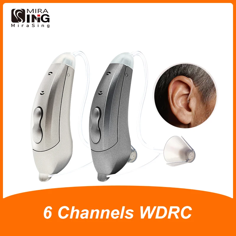 Digital Hearing Aid 6-Channel Audifonos BTE Sound Amplifers AAB100 Ear Aids for Elderly Moderate Hearing Amplifier