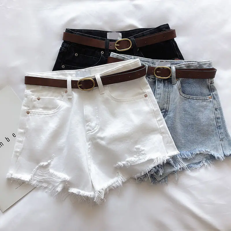 

2021 Summer Jeans Shorts Loose High Waist Woman Trousers Casual Denim Short Pants Fashion Wide Leg Female Jeans Streetwear