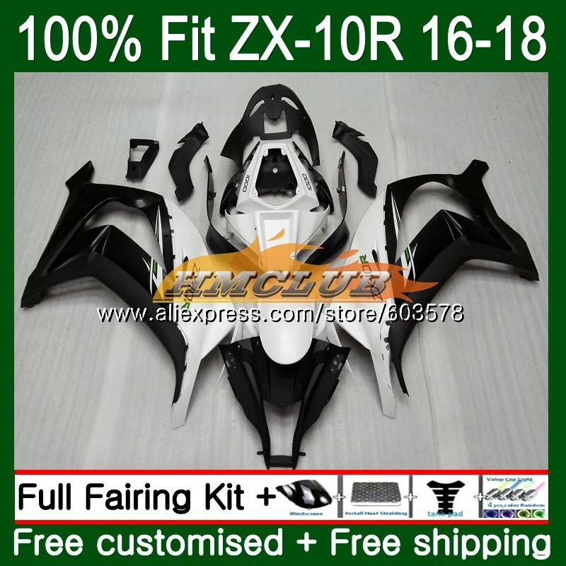 

Injection For KAWASAKI ZX-10R 1000CC ZX10R 16 17 18 Black white 120CL.16 ZX1000 ZX 1000 ZX 10 R 10R 2016 2017 2018 OEM Fairing