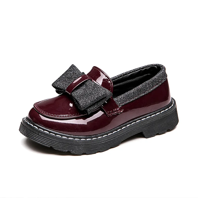 

Big Children School England Single Leather Shoes Kids Girls Bowknow British style Wedding Party Princess Dress Shoes New 2020