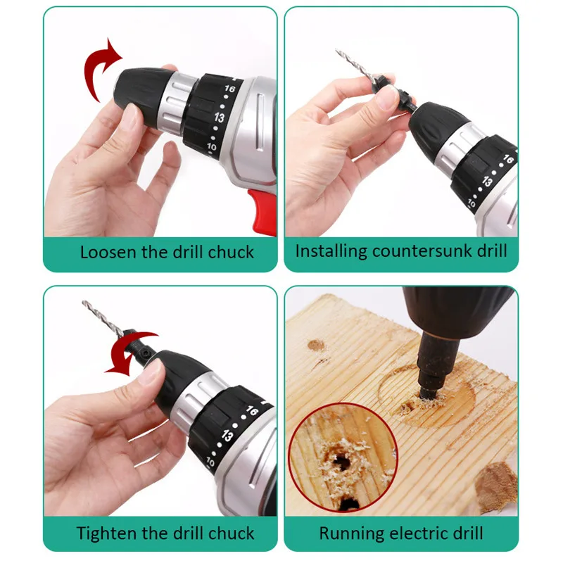 

6Pcs Countersink Drill Woodworking Drill Bit Set Drilling Pilot Holes For Screw Sizes hand tool set #5 #6 #8 #10 #12