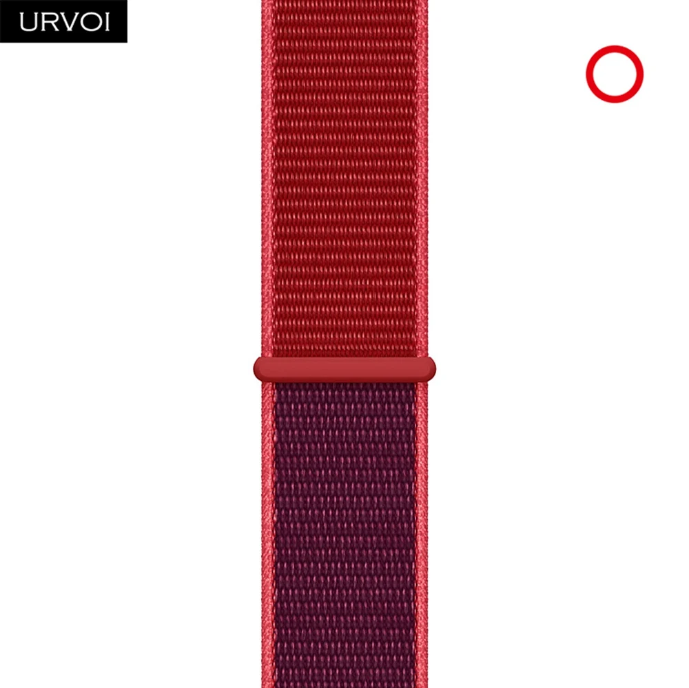 PRODUCT RED URVOI Спортивная петля для apple watch band series 5 4 3 2 1 светоотражающий ремешок для iwatch двухслойный дышащий тканый нейлон осень - Цвет ремешка: PRODUCT RED