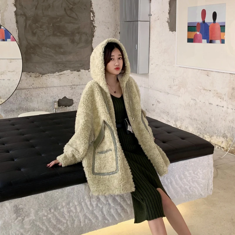 LiuYouGuoLv Пальто с натуральным мехом шерстяная куртка осеннее зимнее пальто женская одежда корейская винтажная овечья овчина размера плюс Abrigo Mujer T4362 - Цвет: LiuYouGuoLv