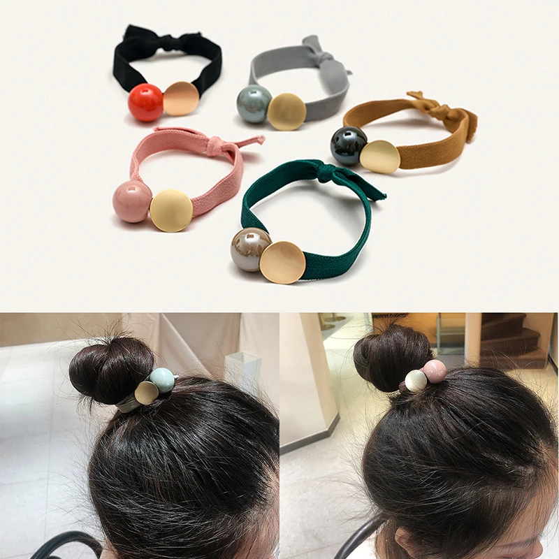 

CHIMERA 5Pcs/Set Multicolor Elastic Hair Rubber Bands Acrylic Accessories Broadside Hair Ties Ropes For Women Girl Ponytail