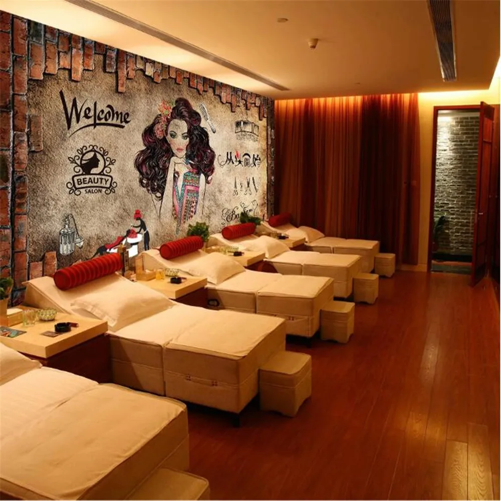 Milofi Ретро Макияж Салон красоты волосы Парикмахерская фон Стена Настенная Обои |