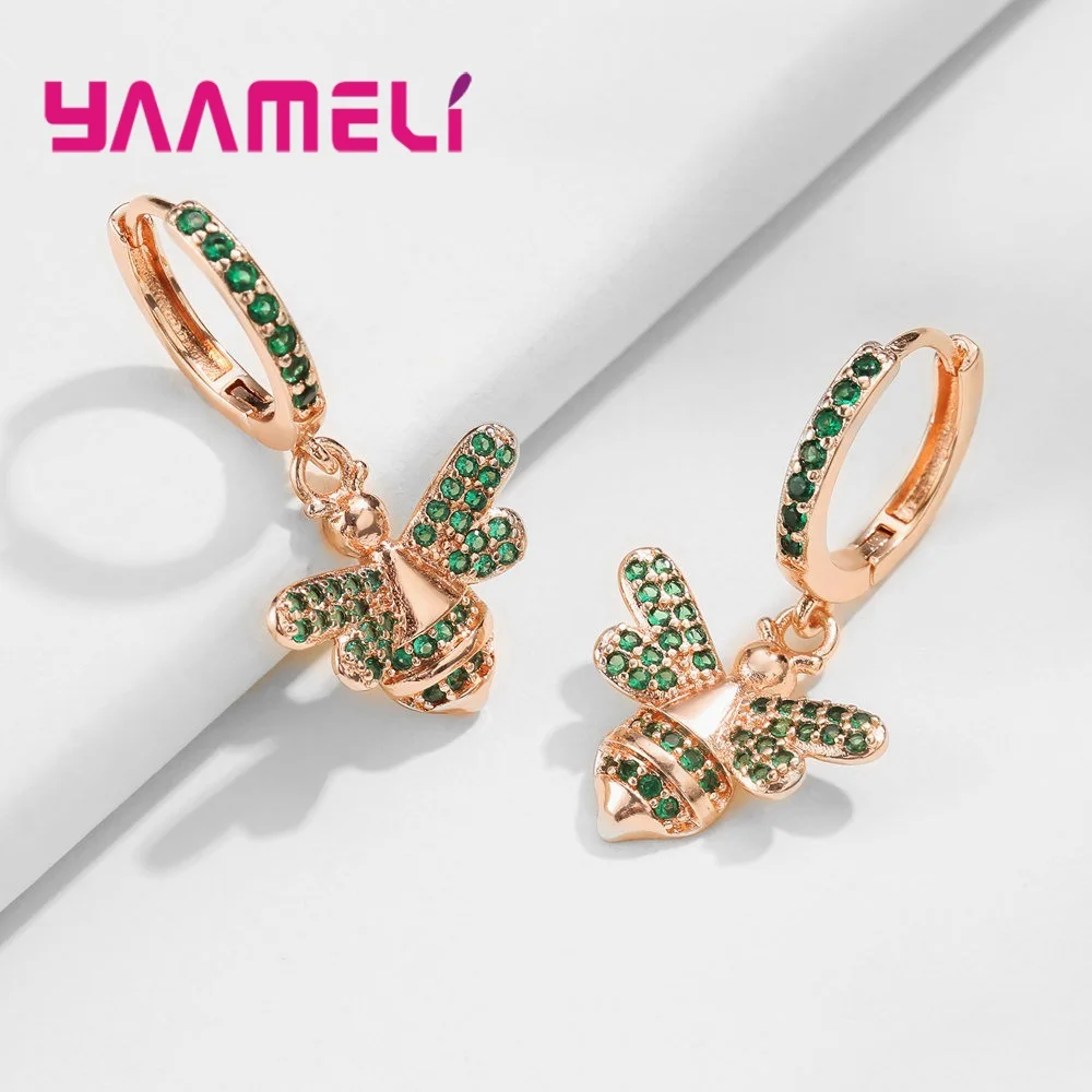 Серьги для женщин отличные длинные висячие серьги с фианитом розовое золото