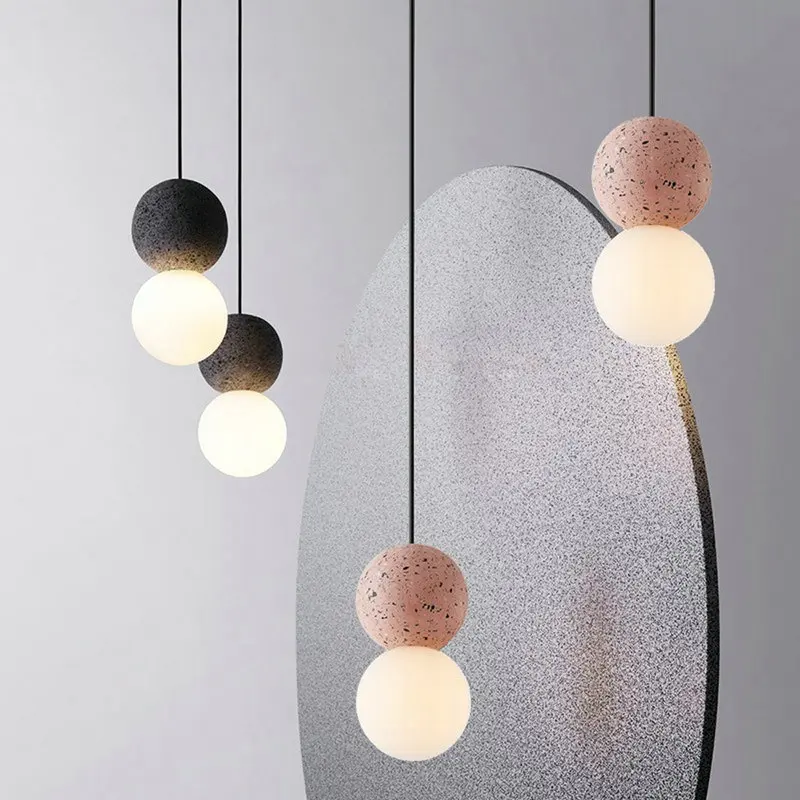 Minimalist Modern Design Black Pink Glass Ball LED Pendant Light for Bedroom Dining Living Room Restaurant Counter Nordic Decor | Освещение
