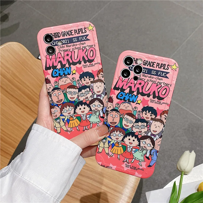 

Cartoon Chibi Maruko-chan Phone Case For iPhone 13 12 11 Pro X XS MAX XR 7 8 Plus Cute Girl Innocent Childhood Back Cover