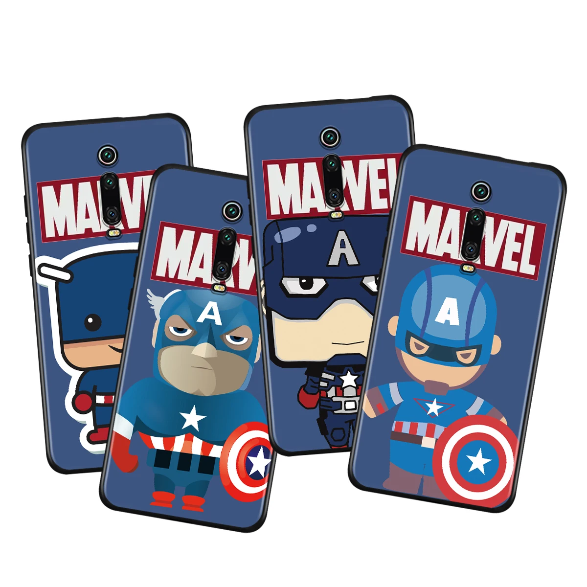 

Phone Case For Xiaomi Redmi K40 Gaming K30i K30T K30S K30 Ultra K20 10X Pro 5G Marvel Captain America Black Silicone Cover
