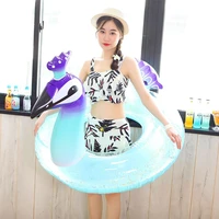 shiny peacock swimming ring pool float inflatable circle ring for adult kids floating seat water fun summer pool beach party
