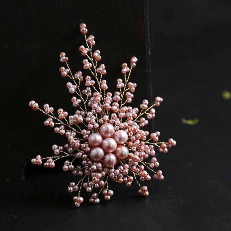 Женская жемчужная брошь ручной работы из натурального пресноводного жемчуга