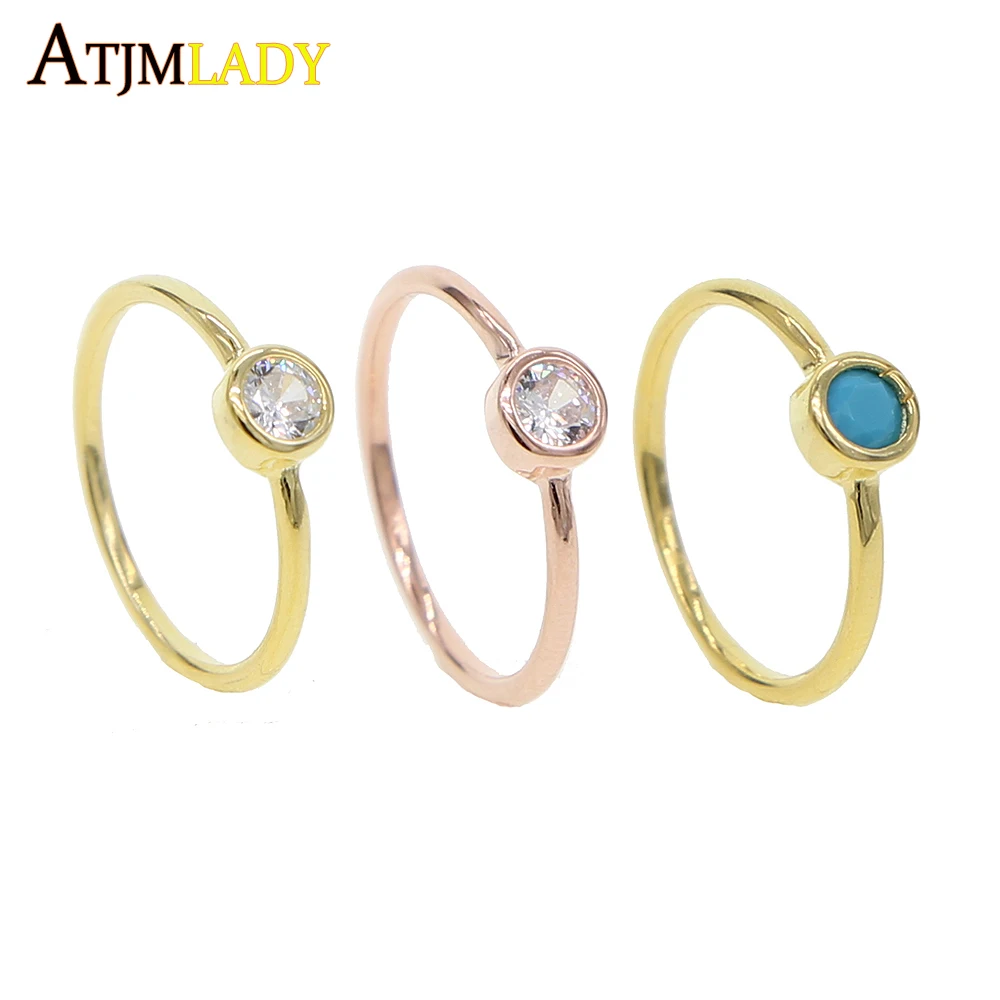 Модные кольца из стерлингового серебра 925 пробы с бирюзой фианитами|Кольца| |