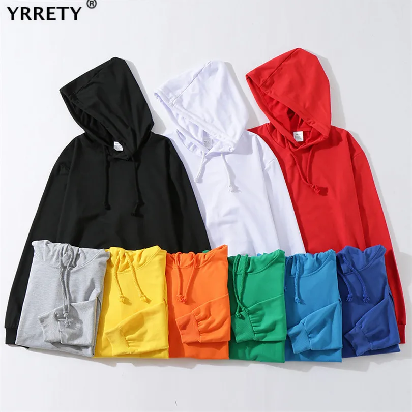 

YRRETY Женская однотонная Толстовка Оверсайз с капюшоном 2020 Харадзюку зимняя Базовая Толстовка Повседневная с длинным рукавом с капюшоном то...