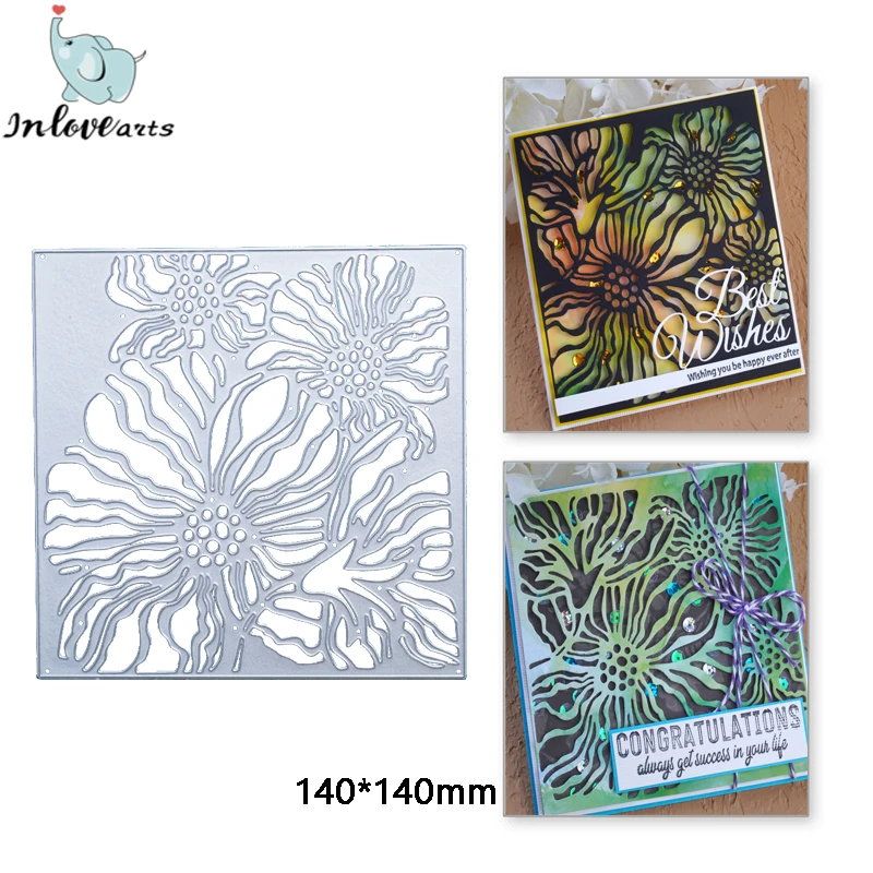 

InLoveArts Craft Metal Cutting Dies Cut Die Mold Flowers Suqare Frame Scrapbook Paper Craft Knife Mould Blade Punch Stencils Die