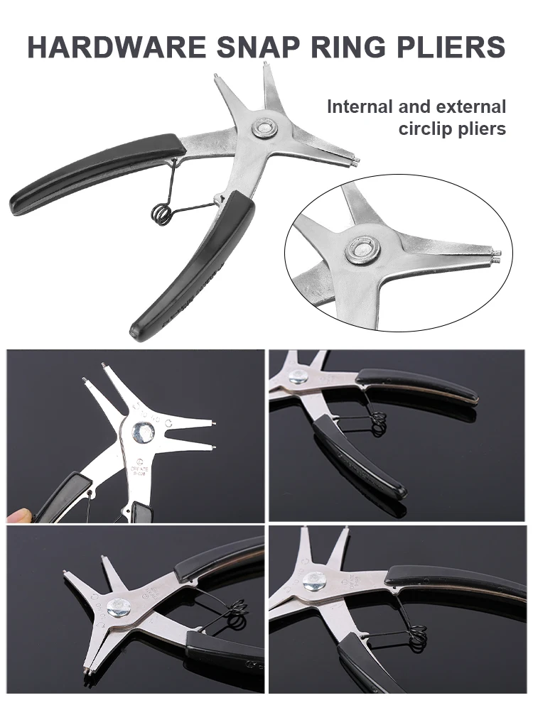 

2 In 1 Circlip Pliers Hardware Snap Ring Pliers Internal And External Dual Purpose Circlip Pliers Retaining Ring Plier Hand Tool