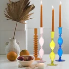 Стеклянный подсвечник для домашнего декора, скандинавский держатель для свечей, свадебное украшение, обеденный стол, стеклянный контейнер в полоску, украшения