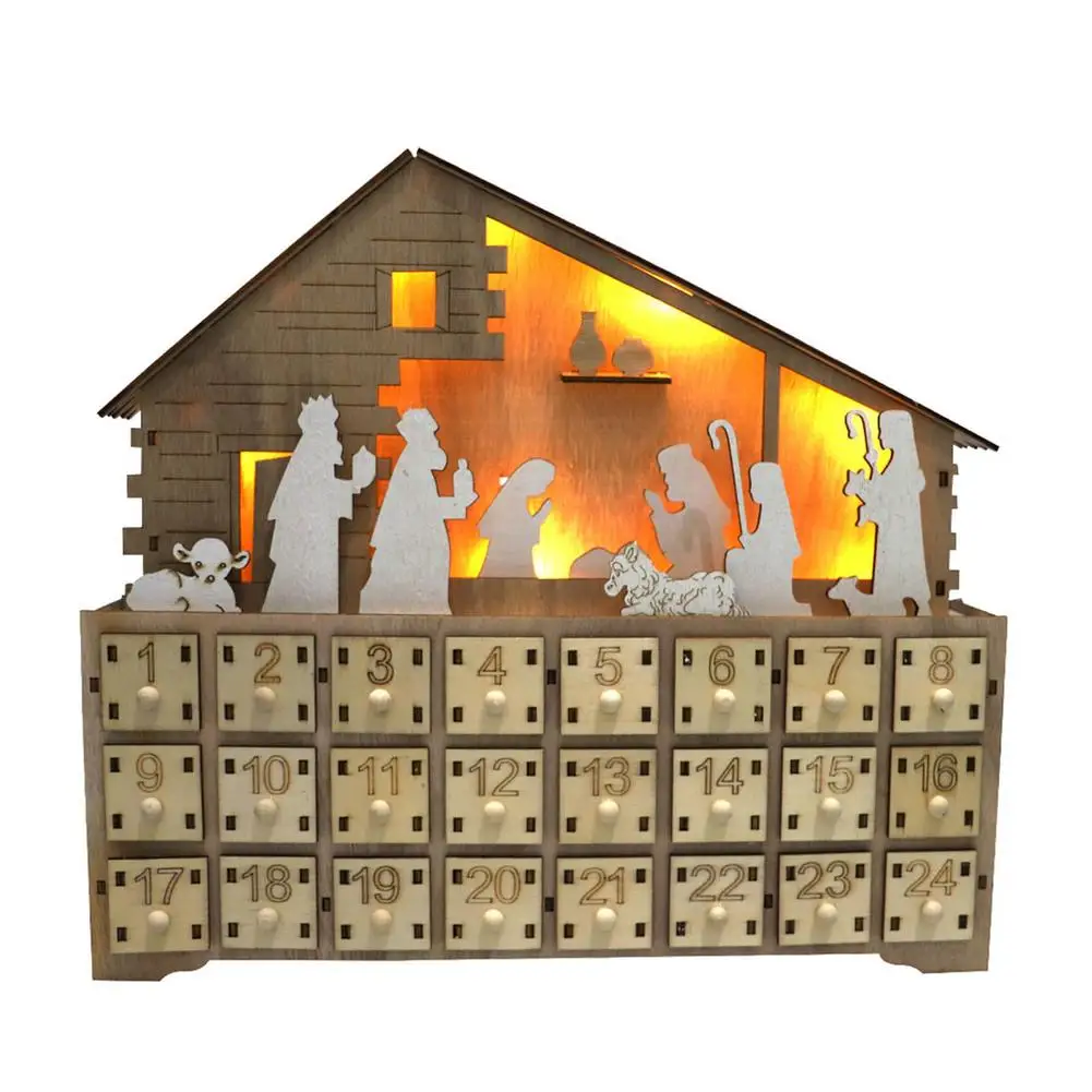 

Wooden Christmas Advent Calendar Jesus Nativity Advent Calendar 13.58*12.2in Christmas Advent Calendar For Children Countdown