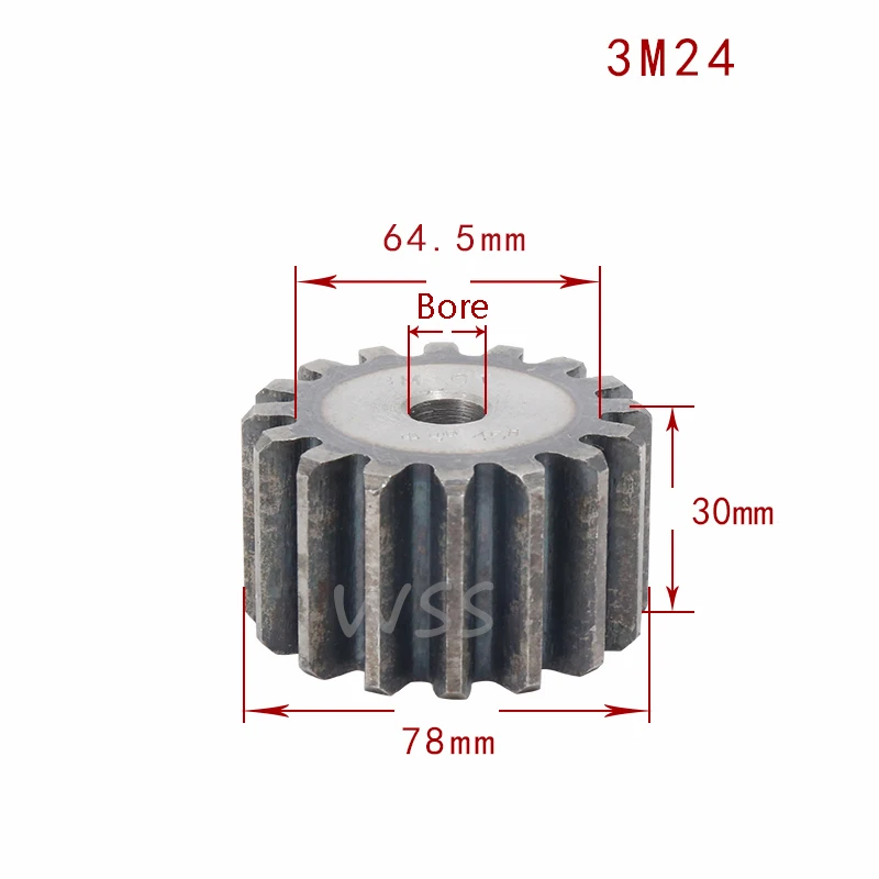 

1Pcs 45# Carbon Steel Mod 3 Spur Gear 23-31Tooth Thick 30mm 3 Module Metal Transmission Pinion Gear