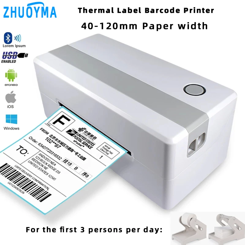 

ZHUOYMA 4x6 Desktop shipping Thermal Label Printer For Home Business,Compatible with eBAY,UPS,Fedex Barcode Label Maker Machine