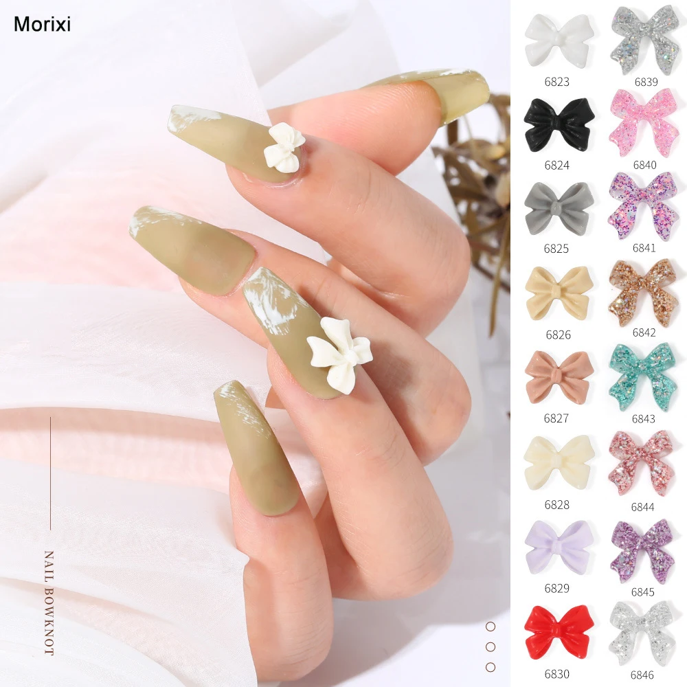 

10pcs/lot nail art bow glitter Resin sequins decoration DIY simple red white Fairy mini butterfly nail rhinestones RS011