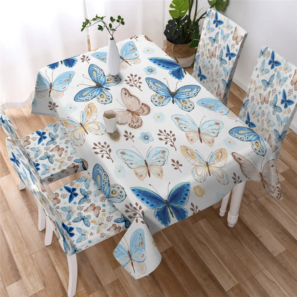 

Butterfly Tablecloth Waterproof Dinner Table Cloth Flying Butterflies Decoration Table Cover Pastoral Washable